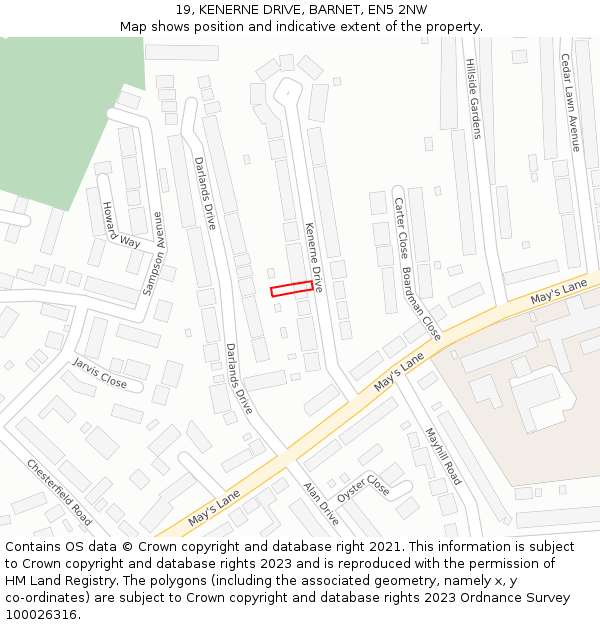 19, KENERNE DRIVE, BARNET, EN5 2NW: Location map and indicative extent of plot