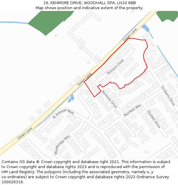 19, KENMORE DRIVE, WOODHALL SPA, LN10 6BB: Location map and indicative extent of plot