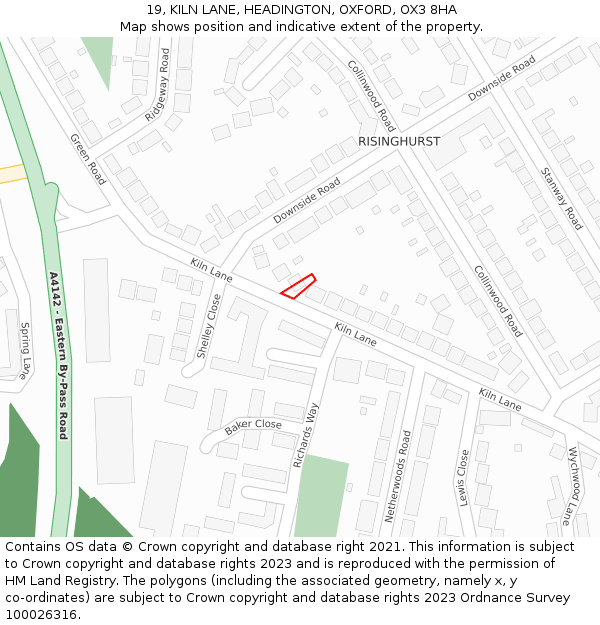 19, KILN LANE, HEADINGTON, OXFORD, OX3 8HA: Location map and indicative extent of plot