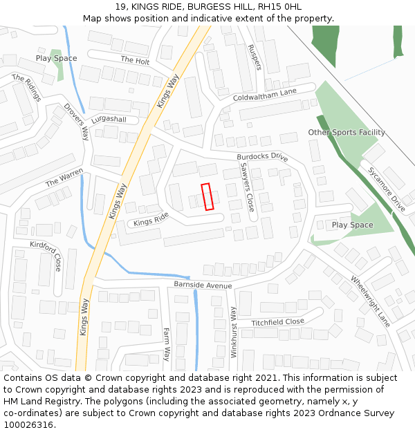 19, KINGS RIDE, BURGESS HILL, RH15 0HL: Location map and indicative extent of plot