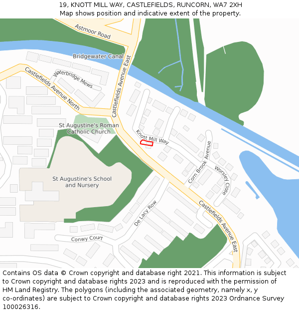 19, KNOTT MILL WAY, CASTLEFIELDS, RUNCORN, WA7 2XH: Location map and indicative extent of plot