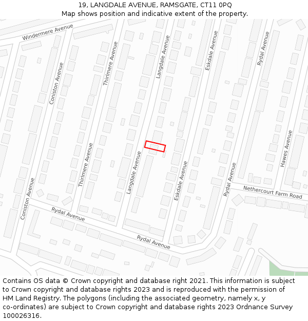 19, LANGDALE AVENUE, RAMSGATE, CT11 0PQ: Location map and indicative extent of plot