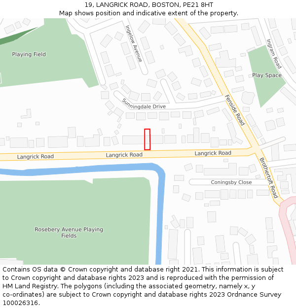 19, LANGRICK ROAD, BOSTON, PE21 8HT: Location map and indicative extent of plot