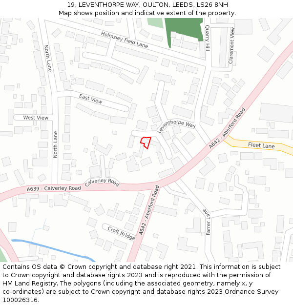 19, LEVENTHORPE WAY, OULTON, LEEDS, LS26 8NH: Location map and indicative extent of plot
