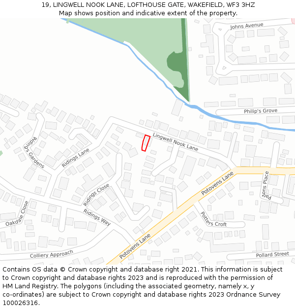 19, LINGWELL NOOK LANE, LOFTHOUSE GATE, WAKEFIELD, WF3 3HZ: Location map and indicative extent of plot