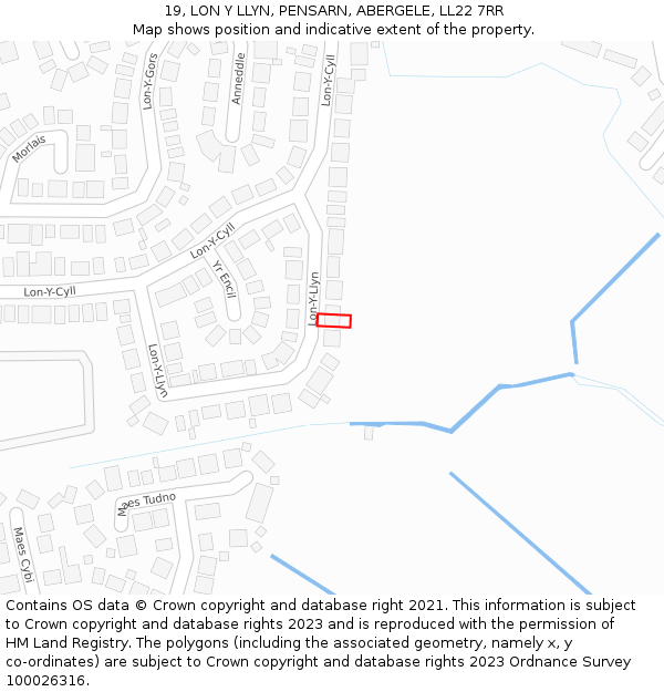 19, LON Y LLYN, PENSARN, ABERGELE, LL22 7RR: Location map and indicative extent of plot