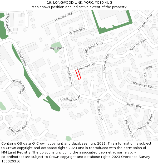 19, LONGWOOD LINK, YORK, YO30 4UG: Location map and indicative extent of plot