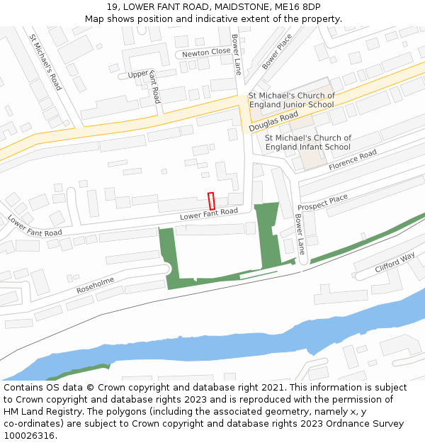 19, LOWER FANT ROAD, MAIDSTONE, ME16 8DP: Location map and indicative extent of plot