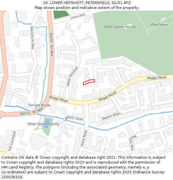 19, LOWER HEYSHOTT, PETERSFIELD, GU31 4PZ: Location map and indicative extent of plot