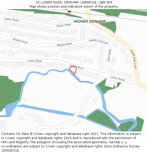 19, LOWER ROAD, DENHAM, UXBRIDGE, UB9 5EA: Location map and indicative extent of plot