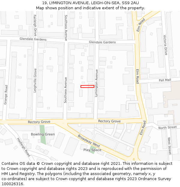 19, LYMINGTON AVENUE, LEIGH-ON-SEA, SS9 2AU: Location map and indicative extent of plot