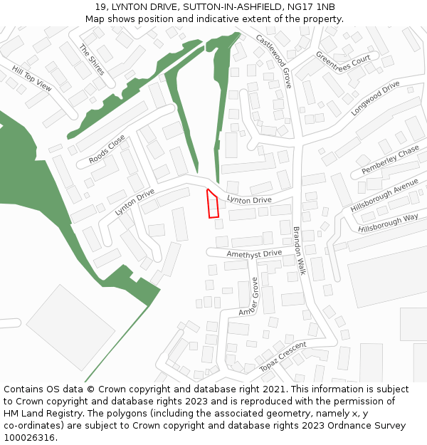 19, LYNTON DRIVE, SUTTON-IN-ASHFIELD, NG17 1NB: Location map and indicative extent of plot
