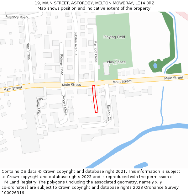 19, MAIN STREET, ASFORDBY, MELTON MOWBRAY, LE14 3RZ: Location map and indicative extent of plot