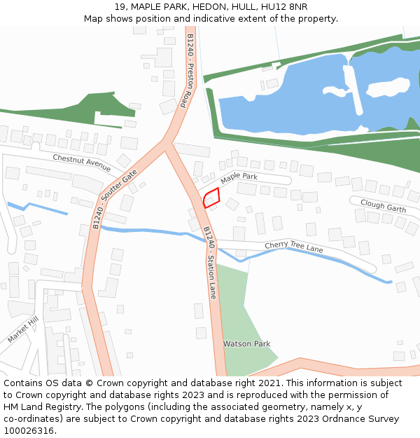 19, MAPLE PARK, HEDON, HULL, HU12 8NR: Location map and indicative extent of plot