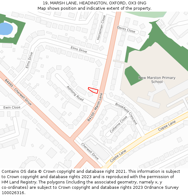 19, MARSH LANE, HEADINGTON, OXFORD, OX3 0NG: Location map and indicative extent of plot