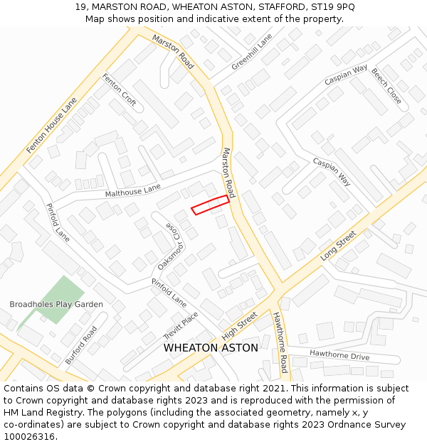 19, MARSTON ROAD, WHEATON ASTON, STAFFORD, ST19 9PQ: Location map and indicative extent of plot