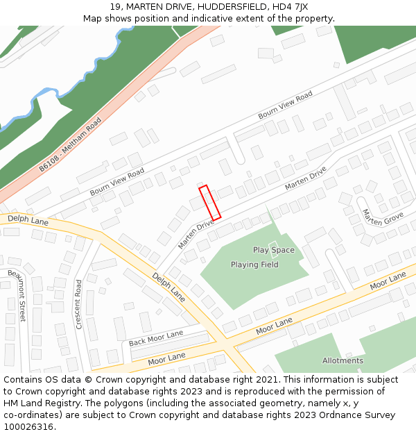 19, MARTEN DRIVE, HUDDERSFIELD, HD4 7JX: Location map and indicative extent of plot