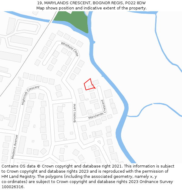 19, MARYLANDS CRESCENT, BOGNOR REGIS, PO22 8DW: Location map and indicative extent of plot