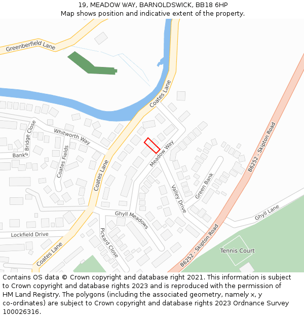 19, MEADOW WAY, BARNOLDSWICK, BB18 6HP: Location map and indicative extent of plot