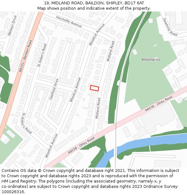 19, MIDLAND ROAD, BAILDON, SHIPLEY, BD17 6AT: Location map and indicative extent of plot