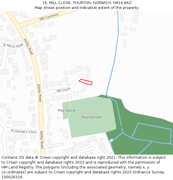 19, MILL CLOSE, THURTON, NORWICH, NR14 6AZ: Location map and indicative extent of plot