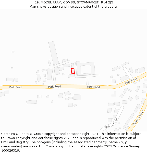 19, MODEL FARM, COMBS, STOWMARKET, IP14 2JG: Location map and indicative extent of plot