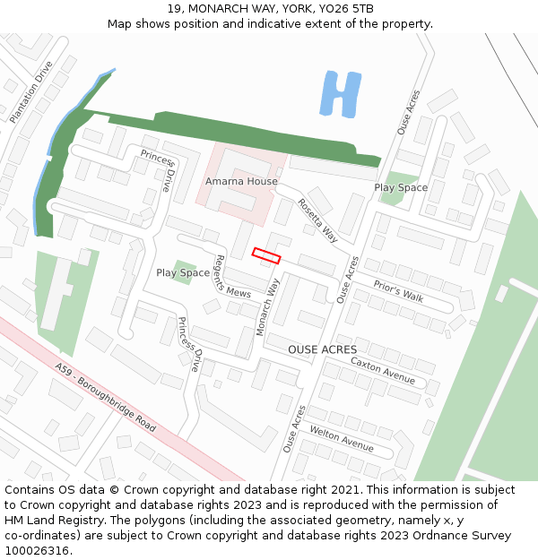 19, MONARCH WAY, YORK, YO26 5TB: Location map and indicative extent of plot