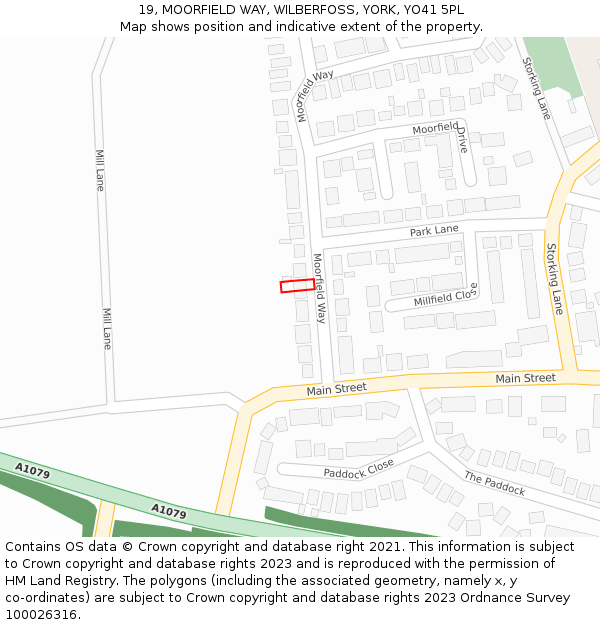 19, MOORFIELD WAY, WILBERFOSS, YORK, YO41 5PL: Location map and indicative extent of plot