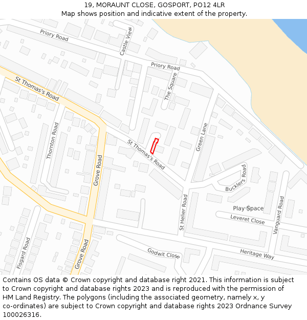 19, MORAUNT CLOSE, GOSPORT, PO12 4LR: Location map and indicative extent of plot