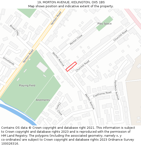 19, MORTON AVENUE, KIDLINGTON, OX5 1BS: Location map and indicative extent of plot