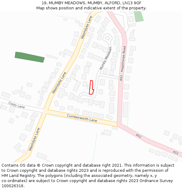 19, MUMBY MEADOWS, MUMBY, ALFORD, LN13 9GF: Location map and indicative extent of plot