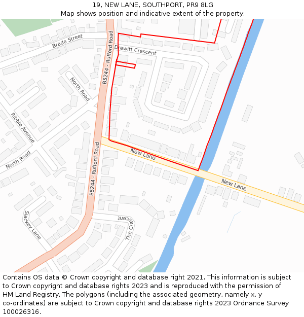 19, NEW LANE, SOUTHPORT, PR9 8LG: Location map and indicative extent of plot