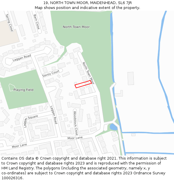 19, NORTH TOWN MOOR, MAIDENHEAD, SL6 7JR: Location map and indicative extent of plot