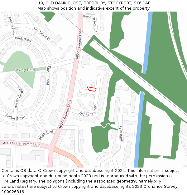 19, OLD BANK CLOSE, BREDBURY, STOCKPORT, SK6 1AF: Location map and indicative extent of plot