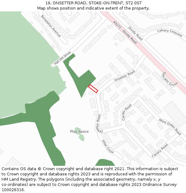 19, ONSETTER ROAD, STOKE-ON-TRENT, ST2 0ST: Location map and indicative extent of plot