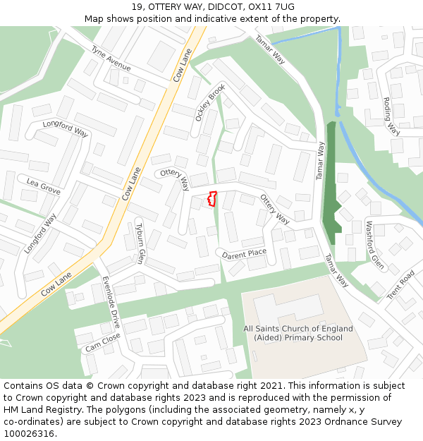 19, OTTERY WAY, DIDCOT, OX11 7UG: Location map and indicative extent of plot