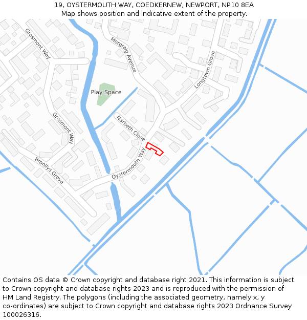 19, OYSTERMOUTH WAY, COEDKERNEW, NEWPORT, NP10 8EA: Location map and indicative extent of plot