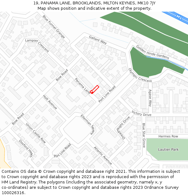 19, PANAMA LANE, BROOKLANDS, MILTON KEYNES, MK10 7JY: Location map and indicative extent of plot