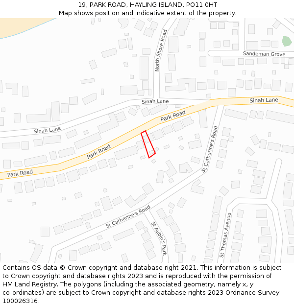 19, PARK ROAD, HAYLING ISLAND, PO11 0HT: Location map and indicative extent of plot