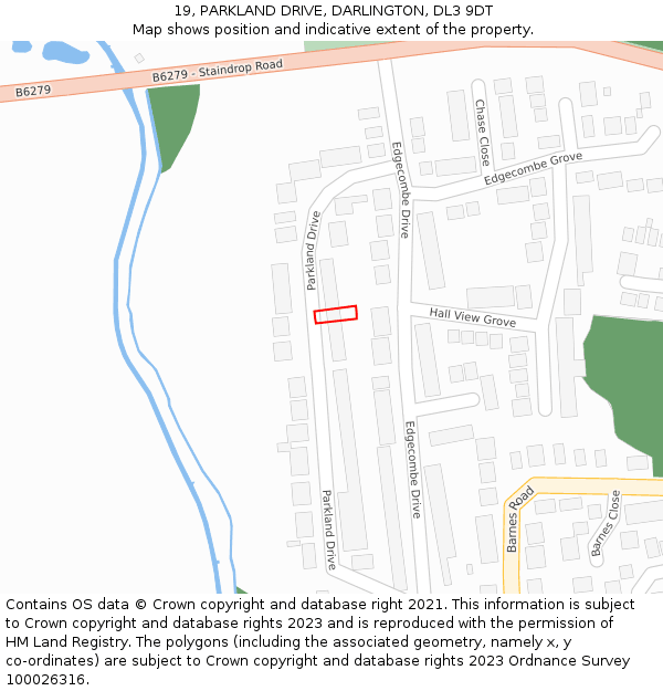 19, PARKLAND DRIVE, DARLINGTON, DL3 9DT: Location map and indicative extent of plot