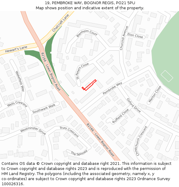 19, PEMBROKE WAY, BOGNOR REGIS, PO21 5PU: Location map and indicative extent of plot