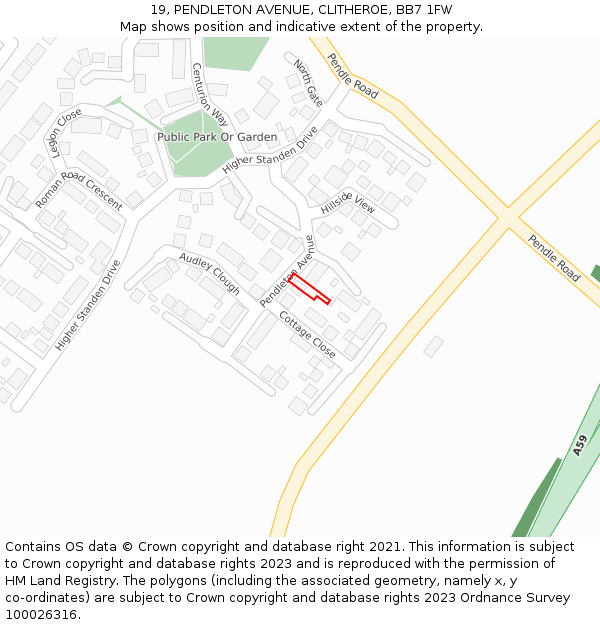 19, PENDLETON AVENUE, CLITHEROE, BB7 1FW: Location map and indicative extent of plot