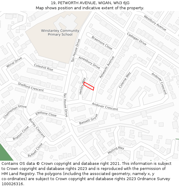 19, PETWORTH AVENUE, WIGAN, WN3 6JG: Location map and indicative extent of plot