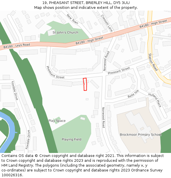 19, PHEASANT STREET, BRIERLEY HILL, DY5 3UU: Location map and indicative extent of plot