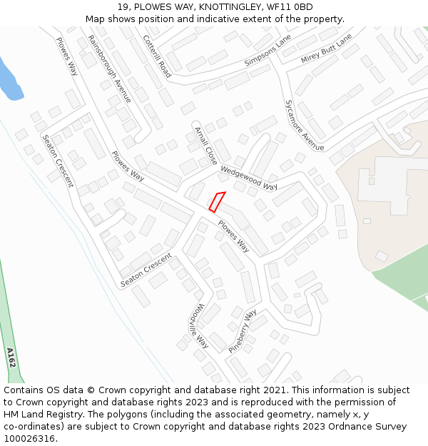 19, PLOWES WAY, KNOTTINGLEY, WF11 0BD: Location map and indicative extent of plot