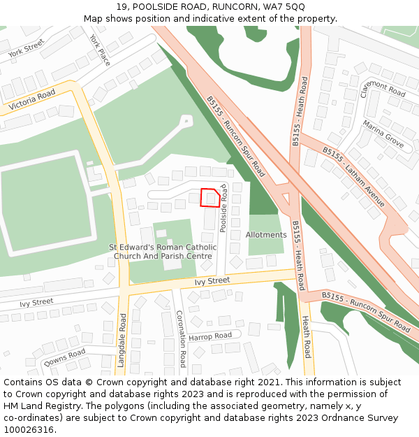 19, POOLSIDE ROAD, RUNCORN, WA7 5QQ: Location map and indicative extent of plot