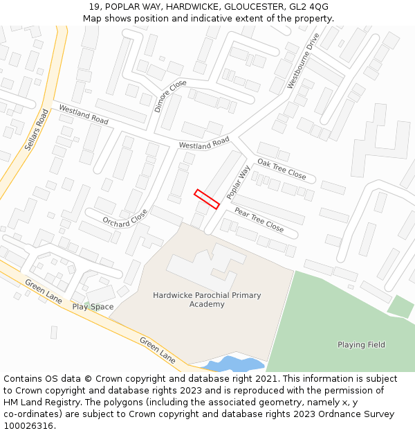 19, POPLAR WAY, HARDWICKE, GLOUCESTER, GL2 4QG: Location map and indicative extent of plot
