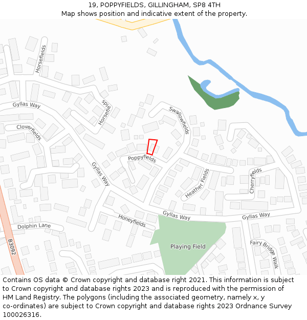 19, POPPYFIELDS, GILLINGHAM, SP8 4TH: Location map and indicative extent of plot