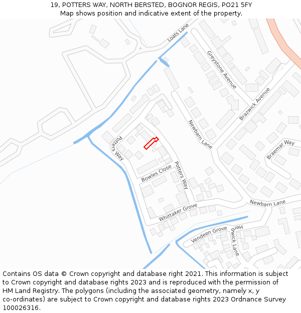 19, POTTERS WAY, NORTH BERSTED, BOGNOR REGIS, PO21 5FY: Location map and indicative extent of plot