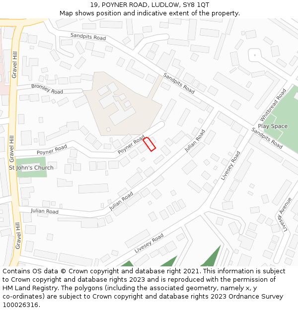 19, POYNER ROAD, LUDLOW, SY8 1QT: Location map and indicative extent of plot